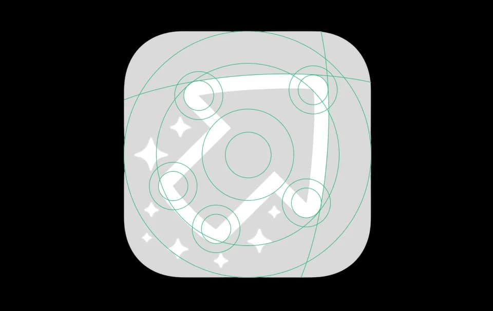 Construction geometry behind the selected Imgur app icon