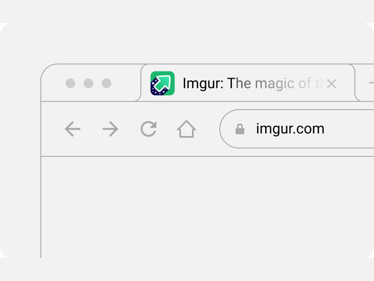 Imgur's redesigned favicon in a browser tab and address bar